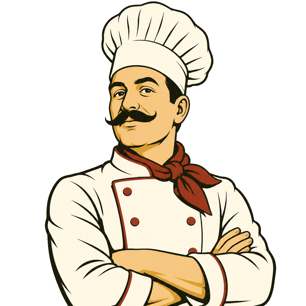 Illustration of a classy chef with crossed arms